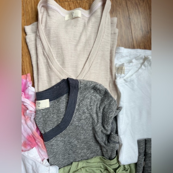 Anthropologie T.la Petite V-Neck Roll Cuff Basic T-Shirt bundle tie dye size XS - Picture 5 of 14